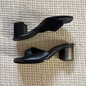 Black Leather Heeled Sandals